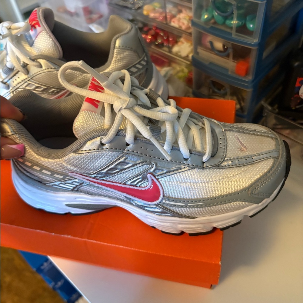 Nike Silver and Pink Running Shoes